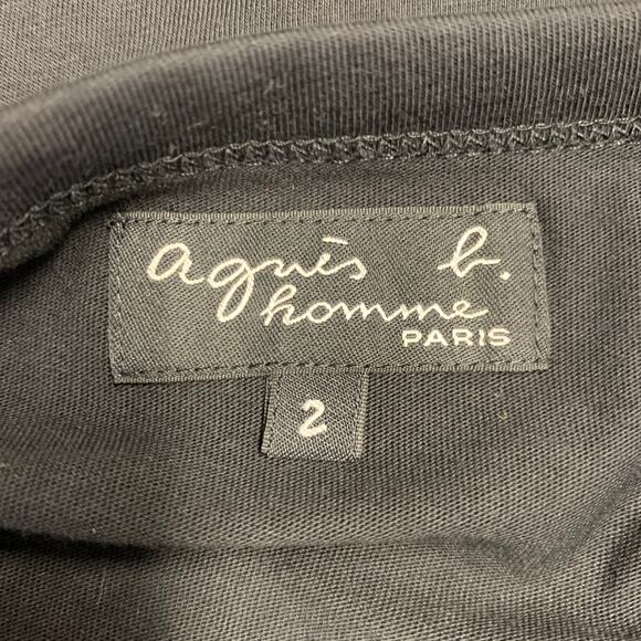 AGNÈS B. Size M Black White Cotton Lizard Short Sleeve T-shirt - Picture 6 of 7